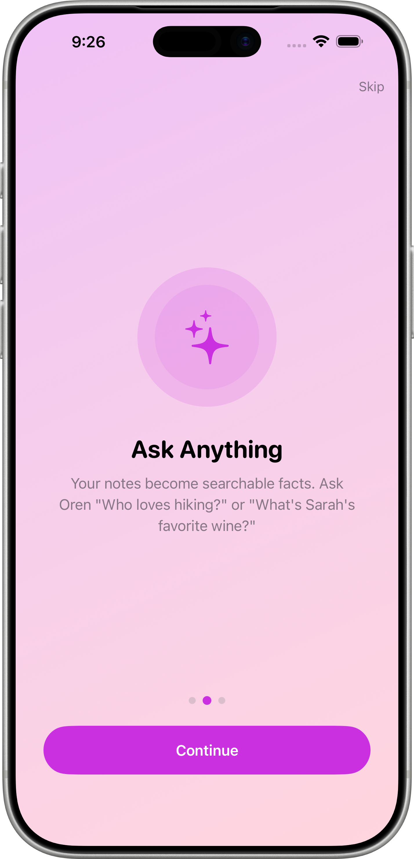 Ask Anything - Your notes become searchable facts
